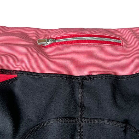 Lululemon leggings black pink striped wide waistband size 6 yoga pants - Picture 4 of 7